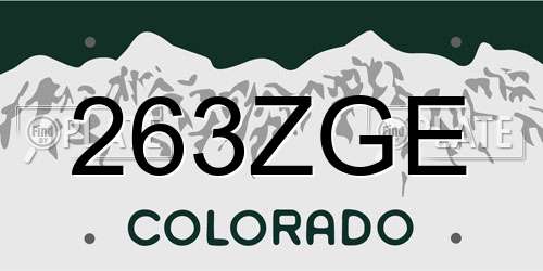 263ZGE Colorado License Plate