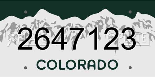 2647123 Colorado License Plate