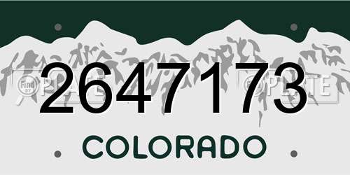 2647173 Colorado License Plate