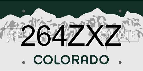 264ZXZ Colorado License Plate