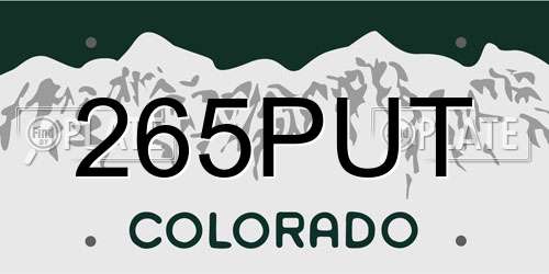 265PUT Colorado License Plate