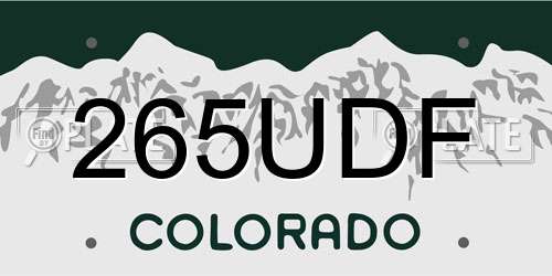 265UDF Colorado License Plate