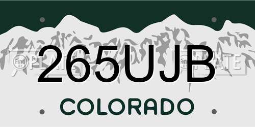 265UJB Colorado License Plate