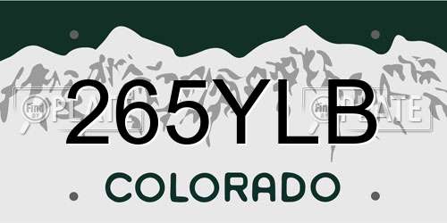 265YLB Colorado License Plate