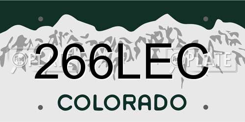 266LEC Colorado License Plate