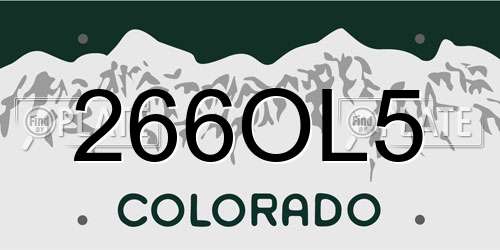 266OL5 Colorado License Plate