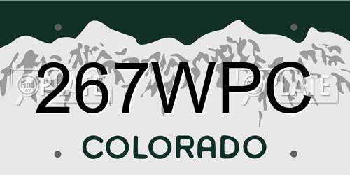 267WPC Colorado License Plate