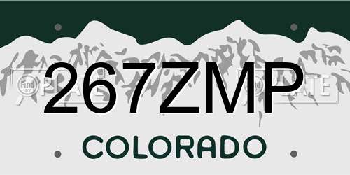267ZMP Colorado License Plate