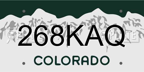 268KAQ Colorado License Plate