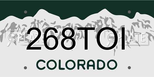 268TOI Colorado License Plate