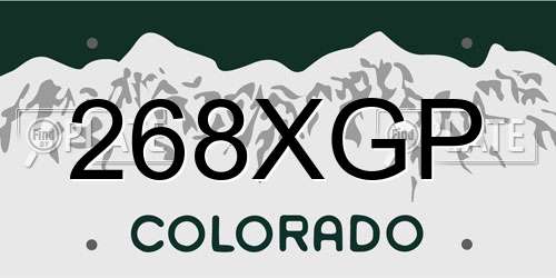 268XGP Colorado License Plate