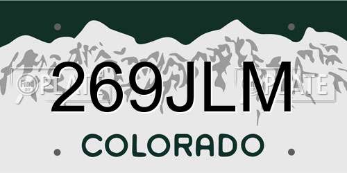 269JLM Colorado License Plate