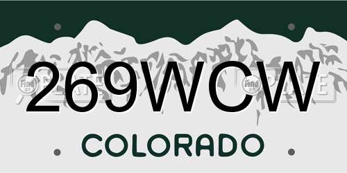 269WCW Colorado License Plate