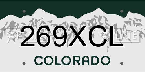269XCL Colorado License Plate
