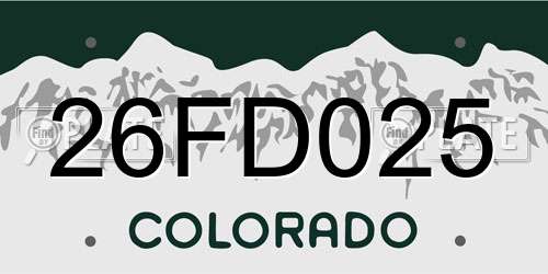 26FD025 Colorado License Plate