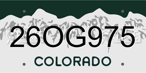 26OG975 Colorado License Plate