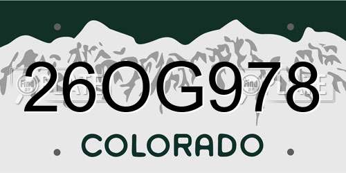26OG978 Colorado License Plate