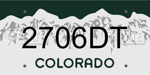 2706DT Colorado License Plate