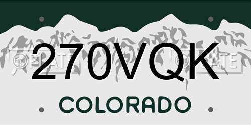 270VQK Colorado License Plate