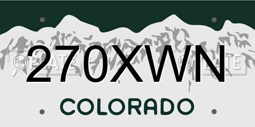 270XWN Colorado License Plate