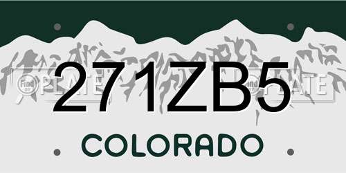 271ZB5 Colorado License Plate