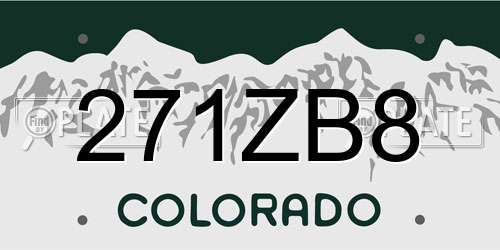 271ZB8 Colorado License Plate