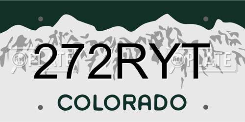 272RYT Colorado License Plate