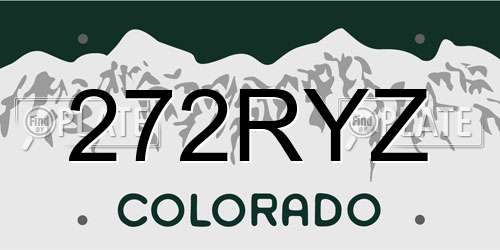 272RYZ Colorado License Plate