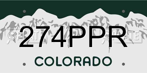 274PPR Colorado License Plate