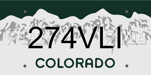 274VLI Colorado License Plate