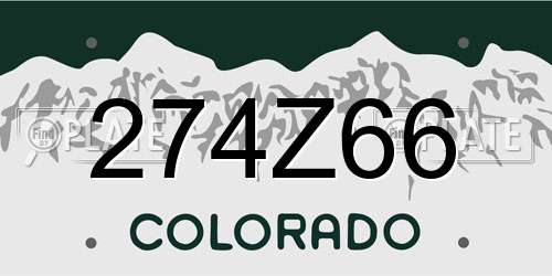 274Z66 Colorado License Plate