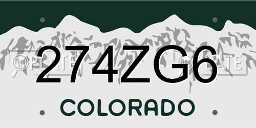 274ZG6 Colorado License Plate