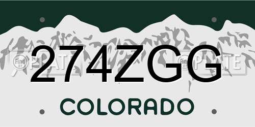 274ZGG Colorado License Plate