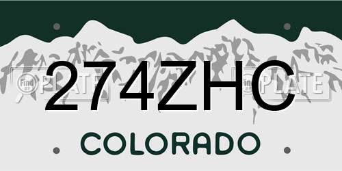 274ZHC Colorado License Plate
