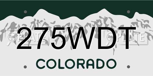 275WDT Colorado License Plate