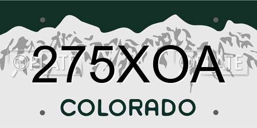 275XOA Colorado License Plate