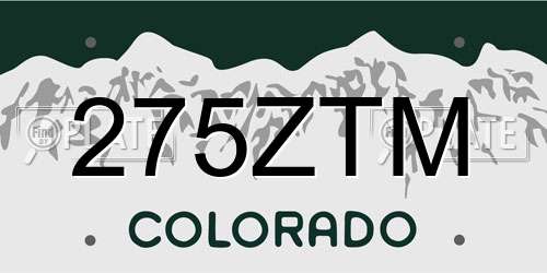 275ZTM Colorado License Plate