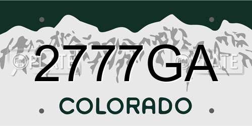 2777GA Colorado License Plate