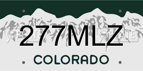277MLZ Colorado License Plate