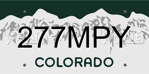 277MPY Colorado License Plate