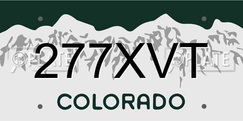 277XVT Colorado License Plate