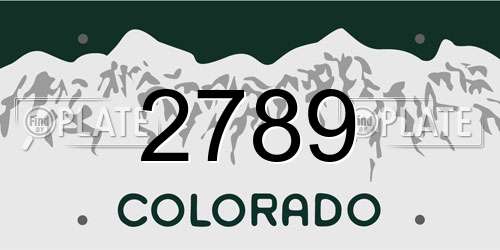 2789 Colorado License Plate