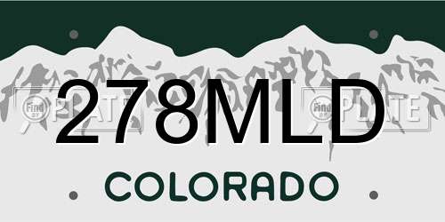 278MLD Colorado License Plate
