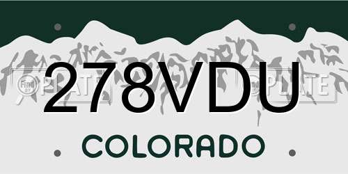 278VDU Colorado License Plate