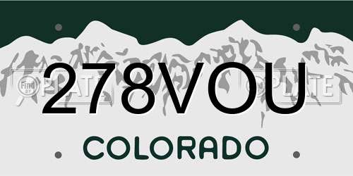 278VOU Colorado License Plate
