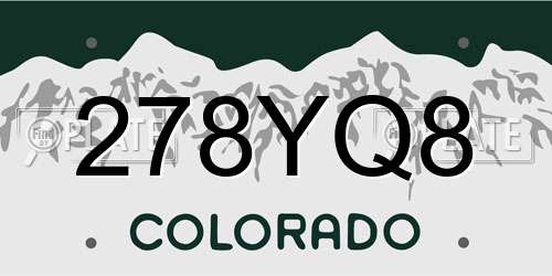 278YQ8 Colorado License Plate