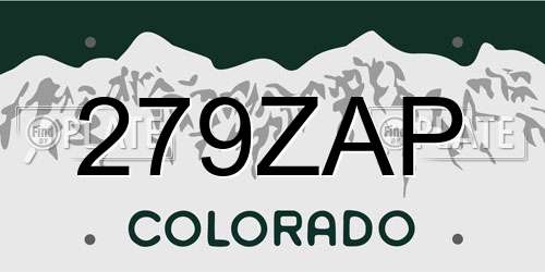 279ZAP Colorado License Plate