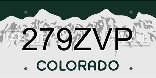 279ZVP Colorado License Plate