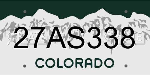 27AS338 Colorado License Plate