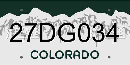 27DG034 Colorado License Plate
